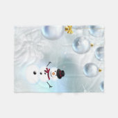 かわいいハッピー雪だるま フリースブランケット (正面(横))
