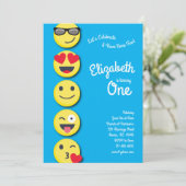 かわいいハッピー顔キッズ1st誕生日パーティー 招待状 (スタンド正面)