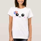 かわいいハッピー顔ハイビスカスフラワーズワイシャツ Tシャツ (正面)