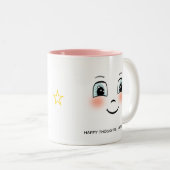 かわいいハッピー顔パーソナライズされたと文字ツートーンco ツートーンマグカップ (正面右)