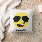 かわいいハッピー顔&アヴィエーターメガネ，おもしろい クッション (ブランケット)