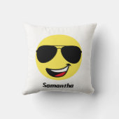 かわいいハッピー顔&アヴィエーターメガネ，おもしろい クッション (裏面)