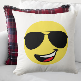 かわいいハッピー顔&アヴィエーターメガネ，おもしろい クッション