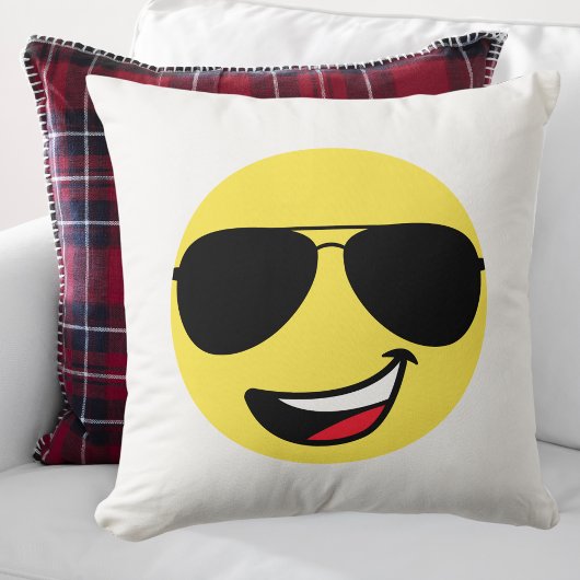 かわいいハッピー顔&アヴィエーターメガネ，おもしろい クッション