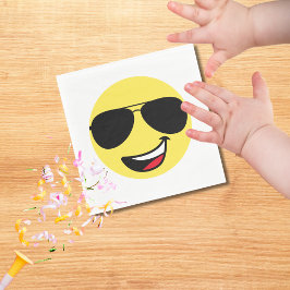 かわいいハッピー顔&アヴィエーターメガネ，おもしろい スタンダードランチョンナプキン