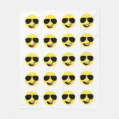 かわいいハッピー顔&アヴィエーターメガネ,おもしろい フリースブランケット (正面)