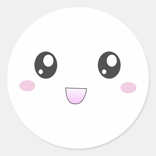 かわいいハッピー顔 ラウンドシール (正面)