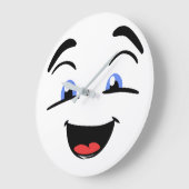 かわいいハッピー顔 ラージ壁時計 (傾斜)