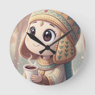 かわいいハトシェプストゥト フードとココナッツアート ラウンド壁時計