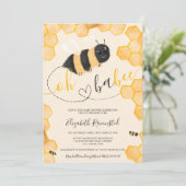 かわいいハニカムのまわりに水カラーベビーシャワー 招待状 (スタンド正面)