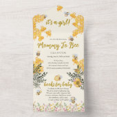 かわいいハニカムベイビーシャワー女の子のママ オールインワン招待状 (内側)