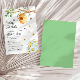 かわいいハニービーとシャモミーユ赤ちゃんシャワー 招待状