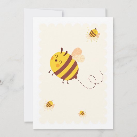 かわいいハニービーをテーマにした4歳の誕生日 招待状 (裏面)
