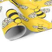 かわいいハニービーイエローハニカム ラッピングペーパー (ロールコーナー)