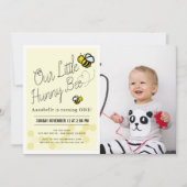 かわいいハニービーイエローフォト1st誕生日パーティー 招待状 (正面)