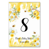 かわいいハニービーイエローフローラ誕生日ベビーシャワー テーブルナンバー (正面)