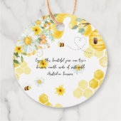 かわいいハニービーイエローフローラ誕生日ベビーシャワー フェイバータグ (裏面)