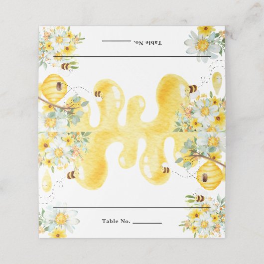 かわいいハニービーイエローフローラ誕生日ベビーシャワー プレイスカード (外部開封)