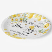 かわいいハニービーイエローフローラ誕生日ベビーシャワー ペーパープレート (アングル)