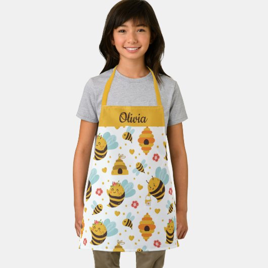 かわいいハニービーカスタム文字エプロン エプロン (インサイチュ)