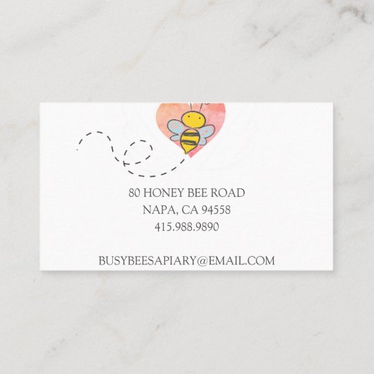 かわいいハニービーズピンクハート養蜂家 名刺 (裏面)