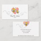 かわいいハニービーズピンクハート養蜂家 名刺 (正面/裏面)