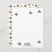 かわいいハニービーズモノグラム ノートカード (正面/裏面)