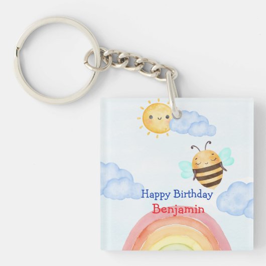かわいいハニービービー誕生日パーティー キーホルダー (正面)