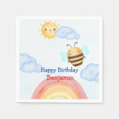 かわいいハニービービー誕生日パーティー スタンダードカクテルナプキン (正面)