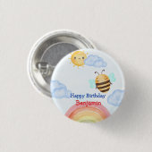 かわいいハニービービー誕生日パーティー 缶バッジ (正面&裏面)