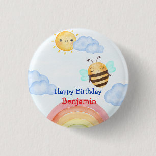 かわいいハニービービー誕生日パーティー 缶バッジ
