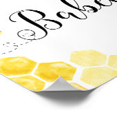 かわいいハニービーベビーシャワーフローラウェルカムサイン ポスター (角)