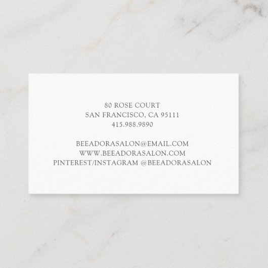 かわいいハニービー美しいとヘアサロン 名刺 (裏面)