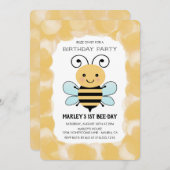 かわいいハニービー誕生日パーティー 招待状 (正面/裏面)