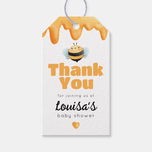かわいいハニービー赤ちゃんシャワーありがとう ギフトタグ (正面)