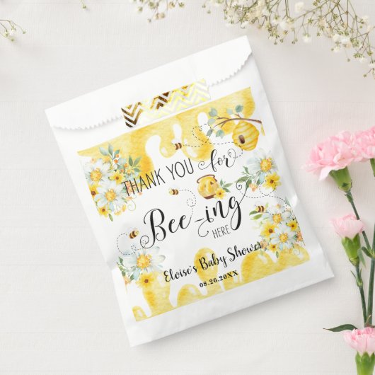 かわいいハニービー黄色の花の誕生日ベイビーシャワー フェイバーバッグ (封をした状態)