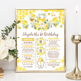 かわいいハニービー1st誕生日の統計マイルストーン ポスター