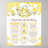 かわいいハニービー1st誕生日の統計マイルストーン ポスター (正面)