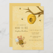 かわいいハニーベアのまわりにベビーシャワー招待状 招待状 (正面/裏面)