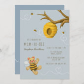 かわいいハニーベアのまわりに赤ちゃんシャワー 招待状 (正面/裏面)