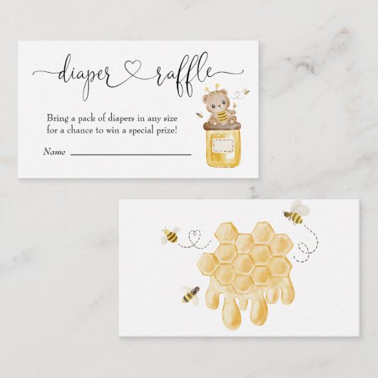 かわいいハニーベアーオムツラッフルティッカー エンクロージャーカード (正面/裏面)