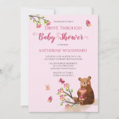 かわいいハニーベアードライブ通りガールベビーシャワーinv 招待状 (正面)