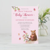 かわいいハニーベアードライブ通りガールベビーシャワーinv 招待状 (スタンド正面)