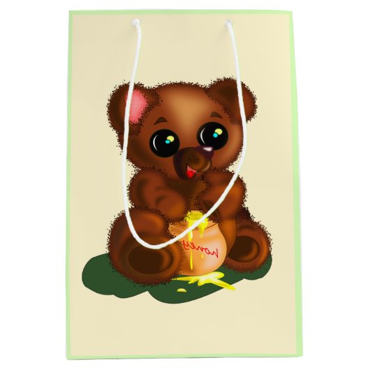 かわいいハニーベア ミディアムペーパーバッグ (正面)