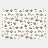 かわいいハニーミツバチ&フローラ野草 ラッピングペーパーシート (正面2)