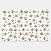 かわいいハニーミツバチ&フローラ野草 ラッピングペーパーシート (正面)