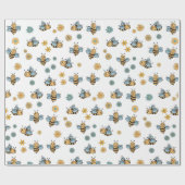 かわいいハニーミツバチ&フローラ野草 ラッピングペーパー (フラット)