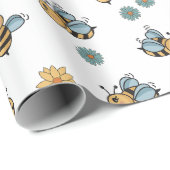 かわいいハニーミツバチ&フローラ野草 ラッピングペーパー (ロールコーナー)