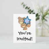 かわいいハヌカのテディベアがダビデの星を持っている 招待状 (スタンド正面)