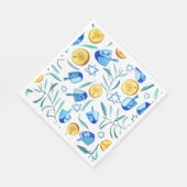 かわいいハヌカ 水彩 バー バット ミッツヴァ ユダヤ教 スタンダードランチョンナプキン (角)